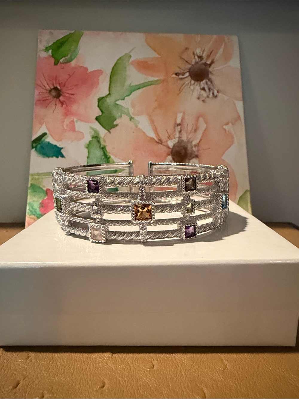 Judith Ripka SS gemstone cuff